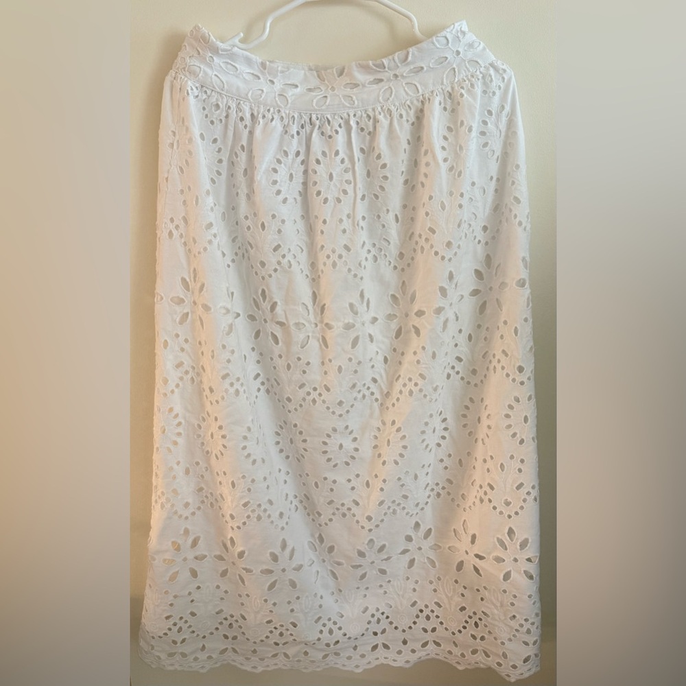 [By 9-15] Primark Cream A-Line Midi Skirt with Eyelet Design